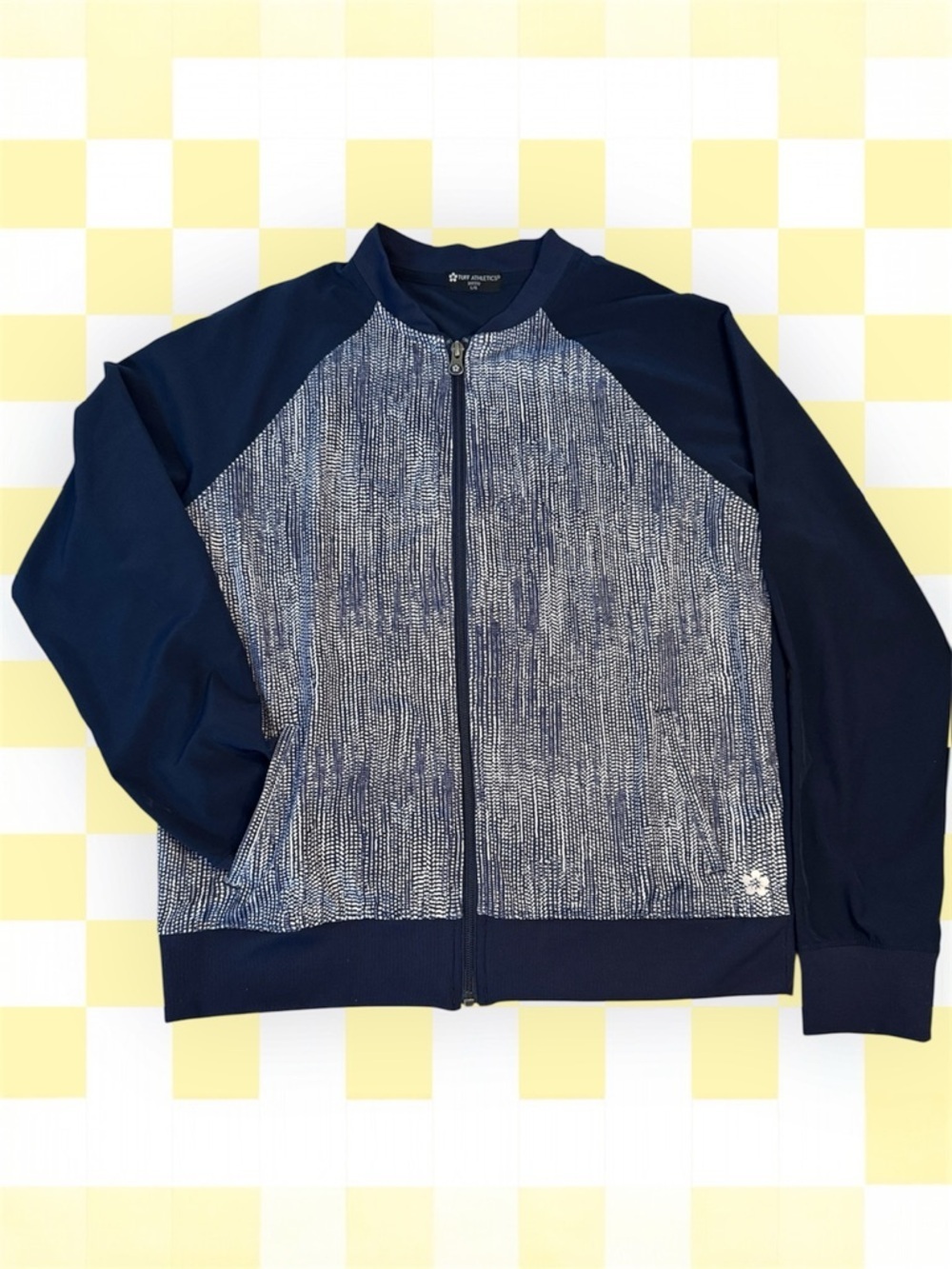 Tuff Athletics Navy and White Zip-Front Sport Jacket sz L